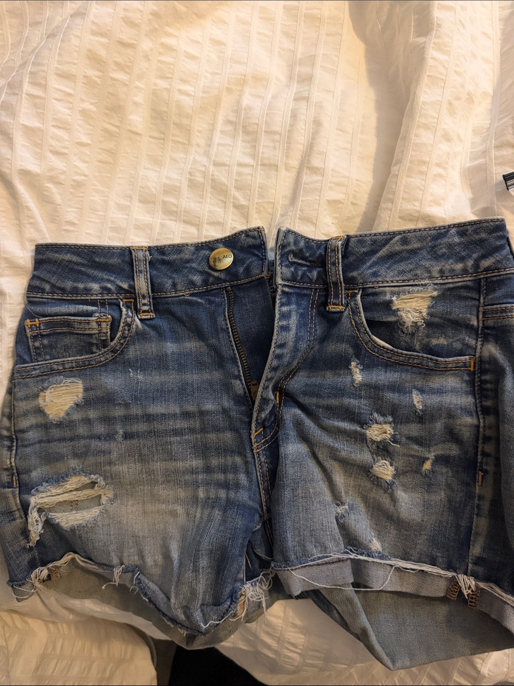 American Eagle Outfitters Distressed Denim Cutoff Shorts - Blue